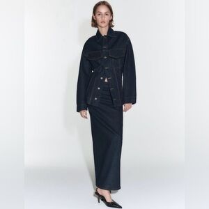 NWT Zara The Sculpted Denim Skirt Rinse XS